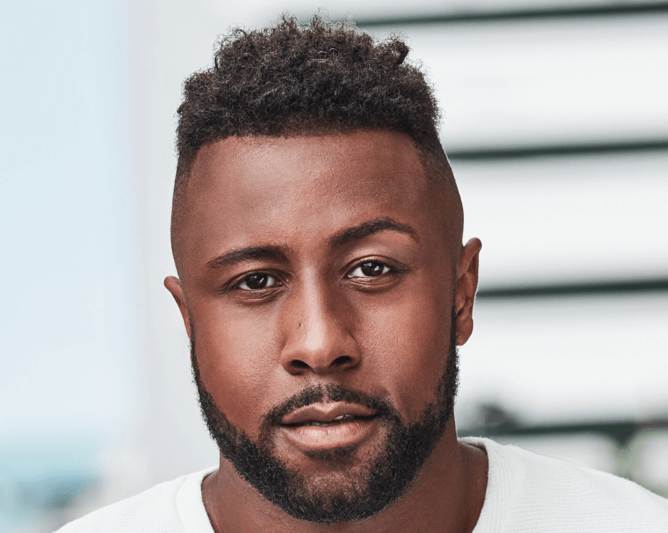 Black male with undetectable, natural hair unit after hair loss